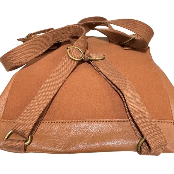 The Sak caramel brown leather messenger bag studded backpack Boho casual purse - Picture 7 of 10